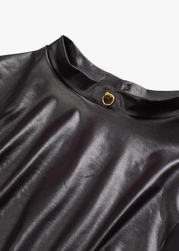 Body con perizoma ouvert in look bagnato, bonprix