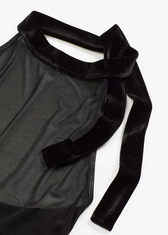 Mini abito sexy all'americana con velluto, bonprix