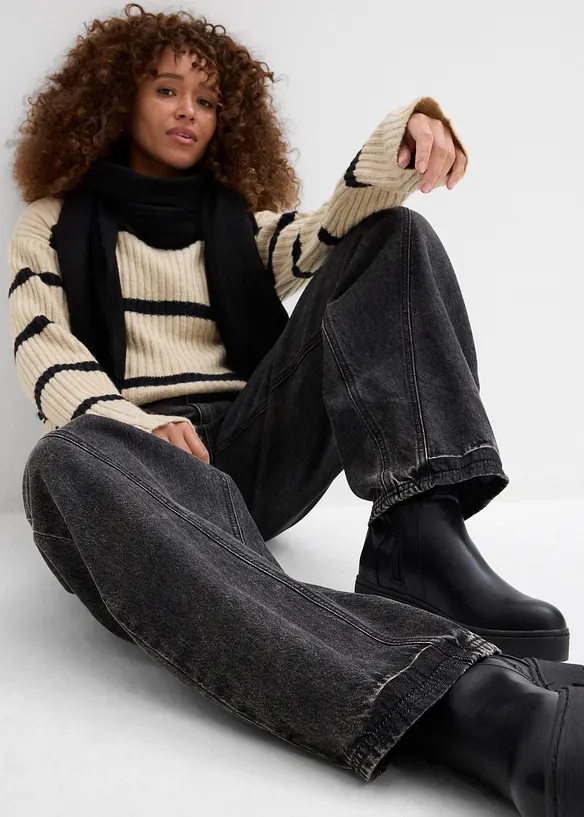 Jeans a palloncino, vita media, bonprix