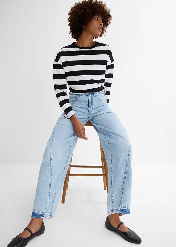 Jeans a palloncino, vita media, bonprix