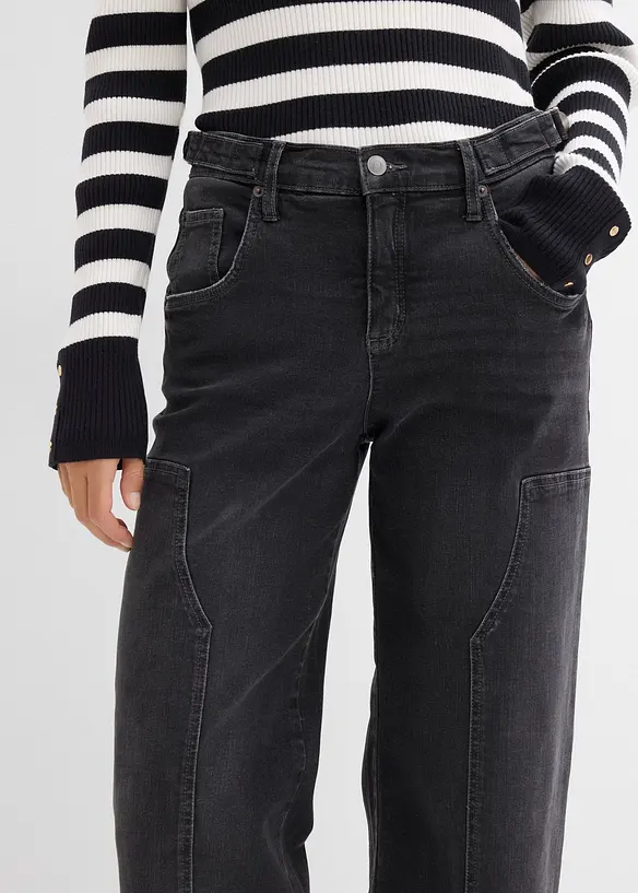 Jeans wide leg, vita media, bonprix