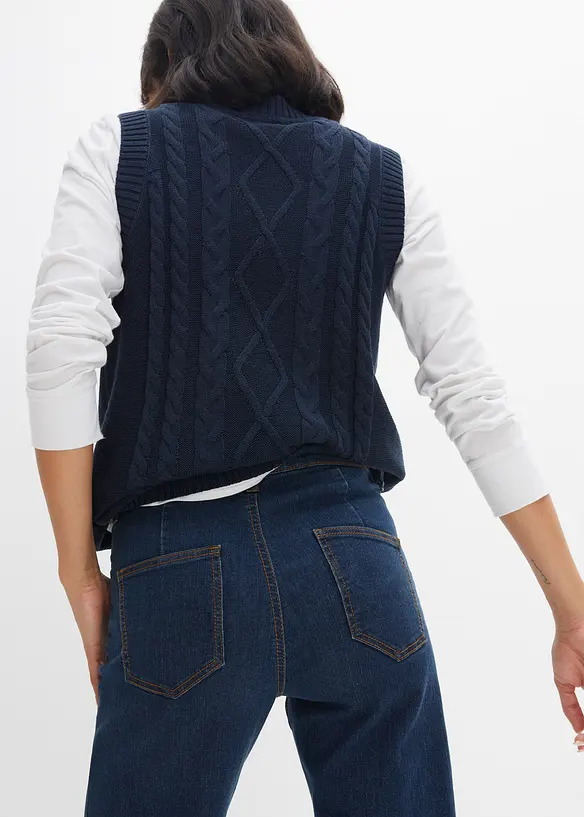 Jeans elasticizzati comfort a gamba larga, vita media, bonprix