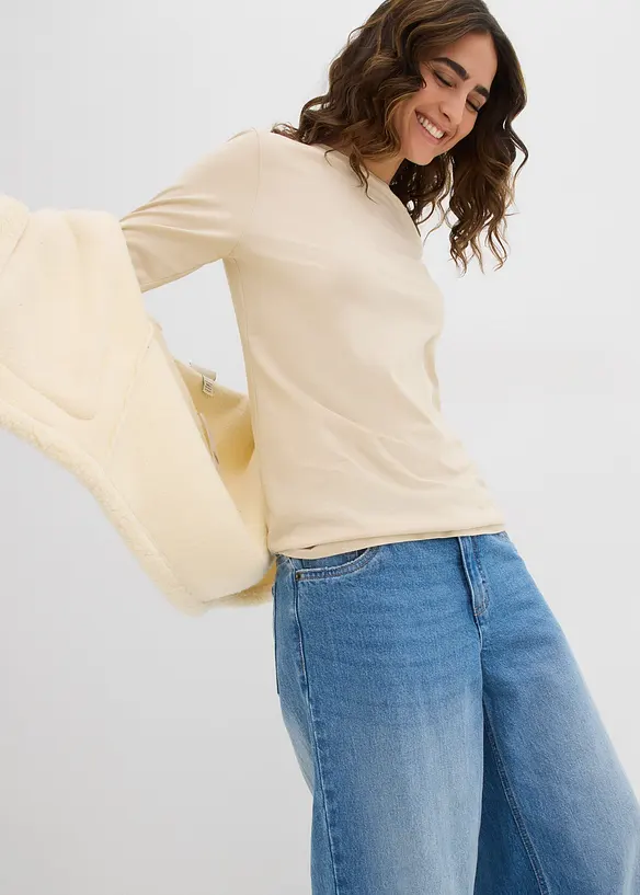 Maglia a maniche lunghe con puro cotone biologico (pacco da 2), bonprix