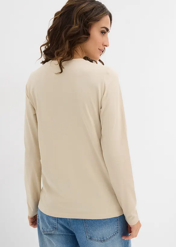 Maglia a maniche lunghe con puro cotone biologico (pacco da 2), bonprix