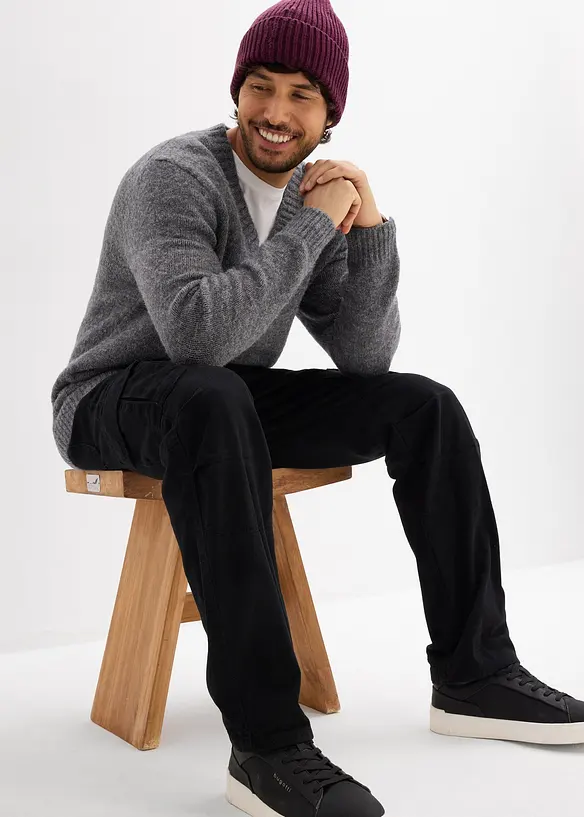 Pantaloni cargo in puro cotone relaxed fit, straight, bonprix