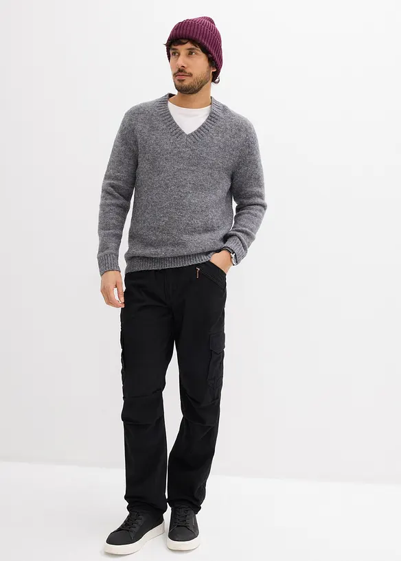 Pantaloni cargo in puro cotone relaxed fit, straight, bonprix