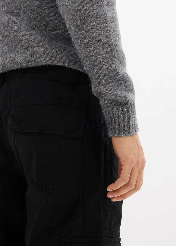 Pantaloni cargo in puro cotone relaxed fit, straight, bonprix