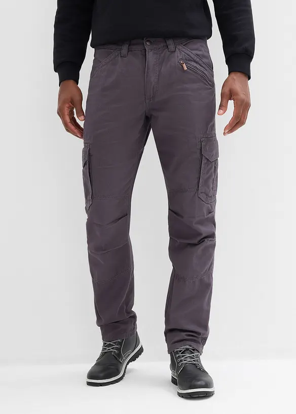Pantaloni cargo in puro cotone relaxed fit, straight, bonprix