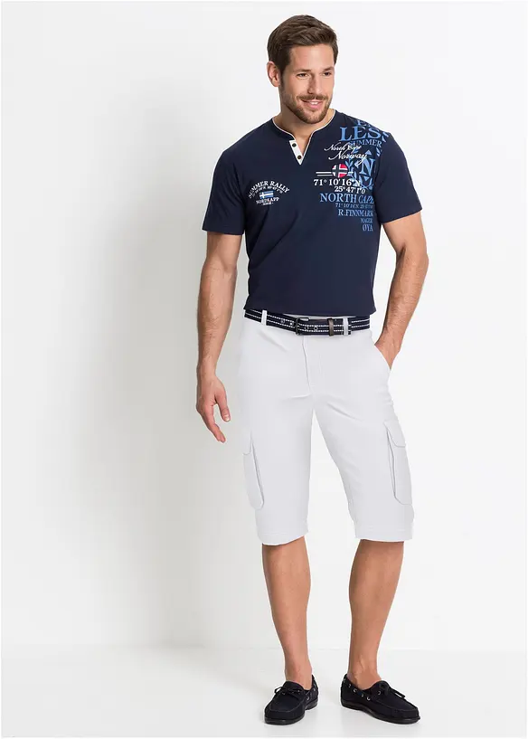 T-shirt serafino a maniche corte in puro cotone biologico, bonprix