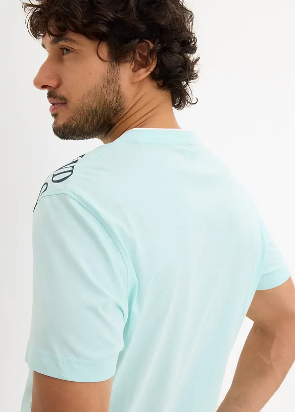 T-shirt serafino a maniche corte in puro cotone biologico, bonprix