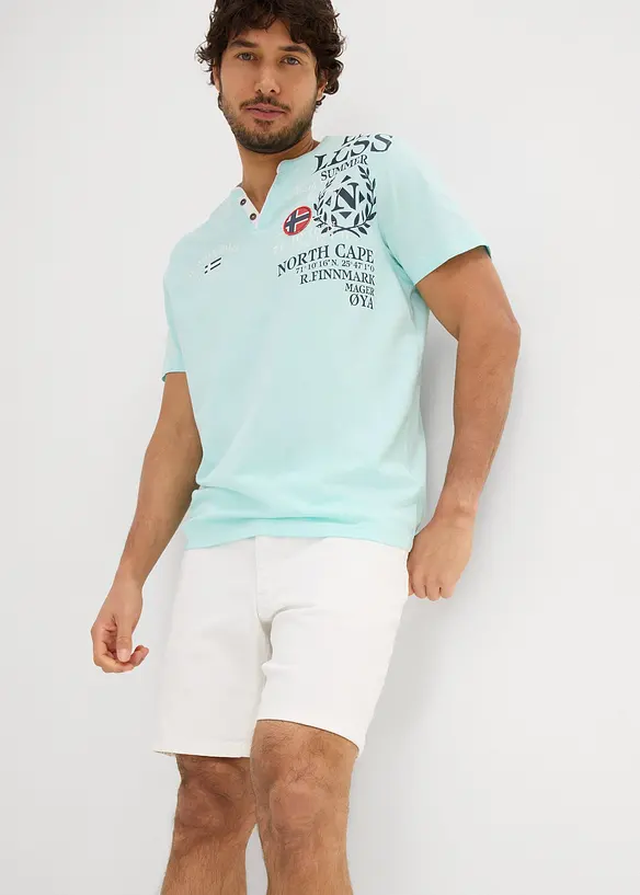 T-shirt serafino a maniche corte in puro cotone biologico, bonprix