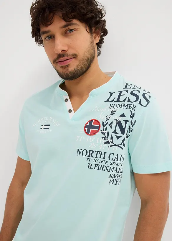 T-shirt serafino a maniche corte in puro cotone biologico, bonprix