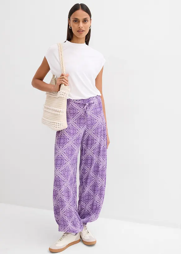 Pantaloni con elastico in vita in viscosa fluente, bonprix