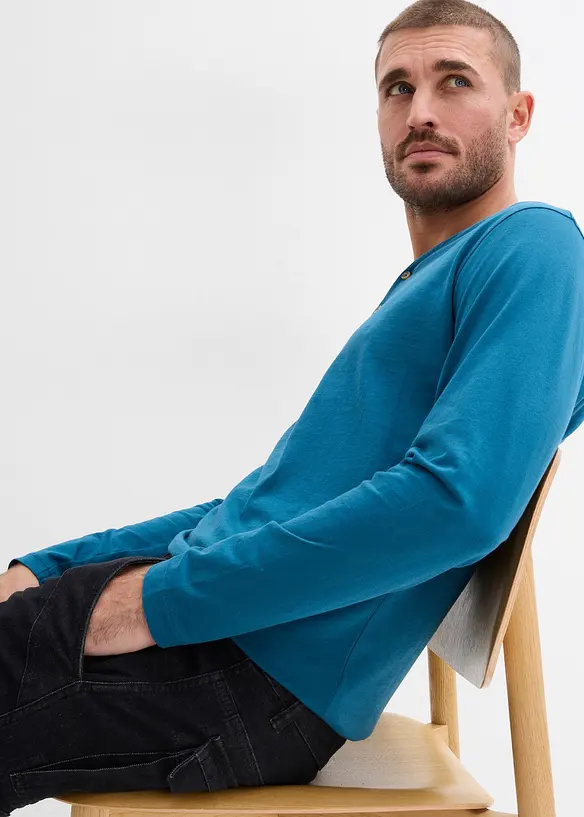 Maglia serafino a maniche lunghe in puro cotone biologico (pacco da 2), bonprix