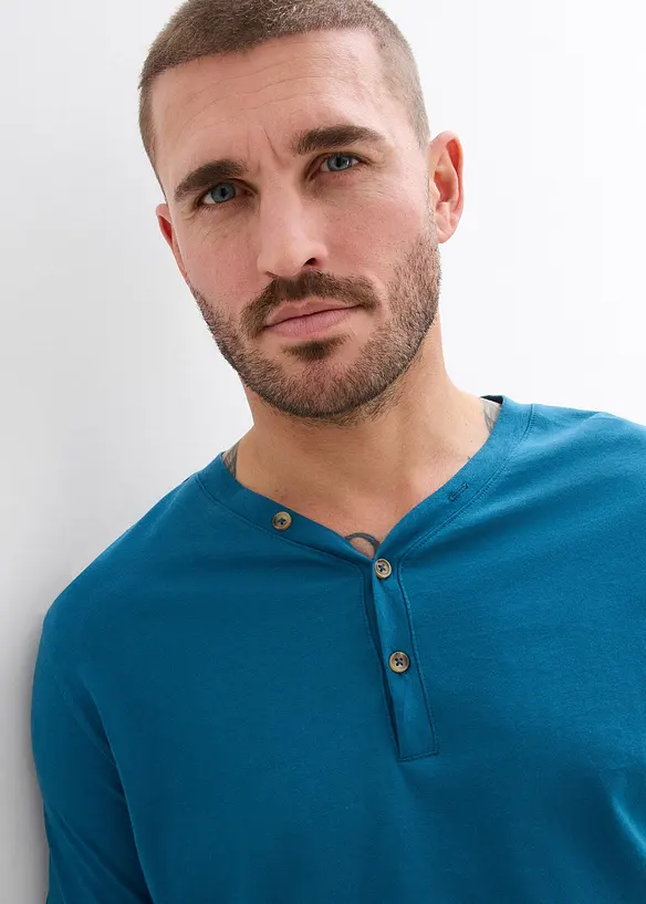 Maglia serafino a maniche lunghe in puro cotone biologico (pacco da 2), bonprix