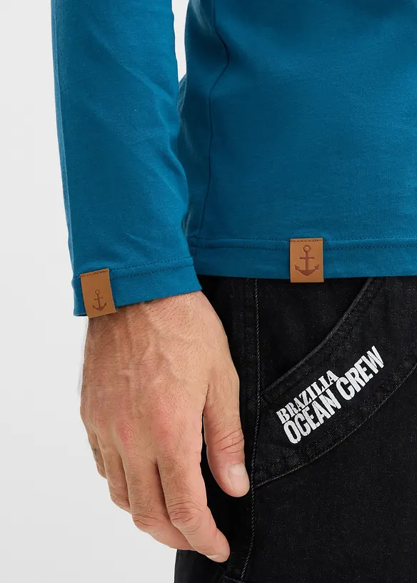 Maglia serafino a maniche lunghe in puro cotone biologico (pacco da 2), bonprix