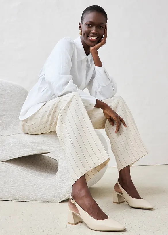 Décolleté slingback in pelle, bonprix