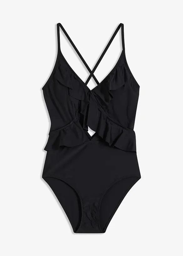 Costume intero con cut-out e volant, bonprix