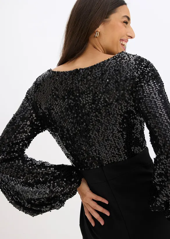 Abito midi con paillettes, bonprix