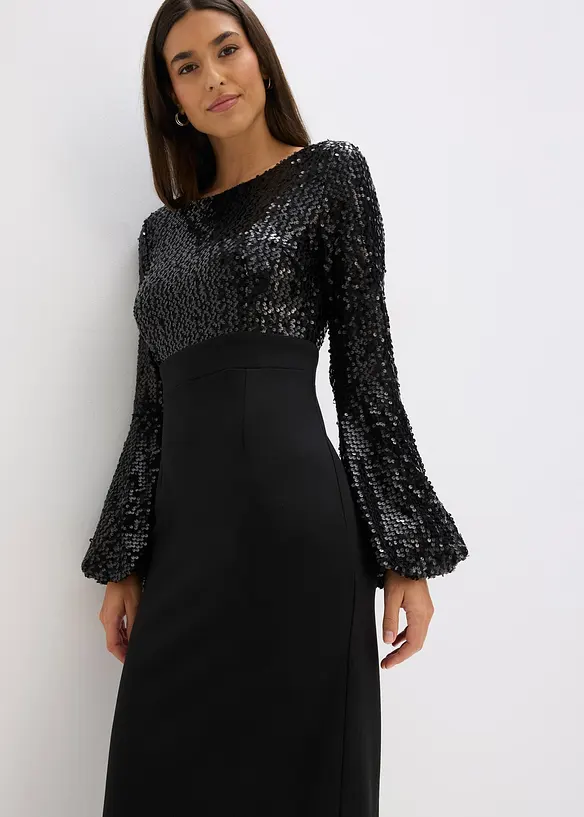 Abito midi con paillettes, bonprix