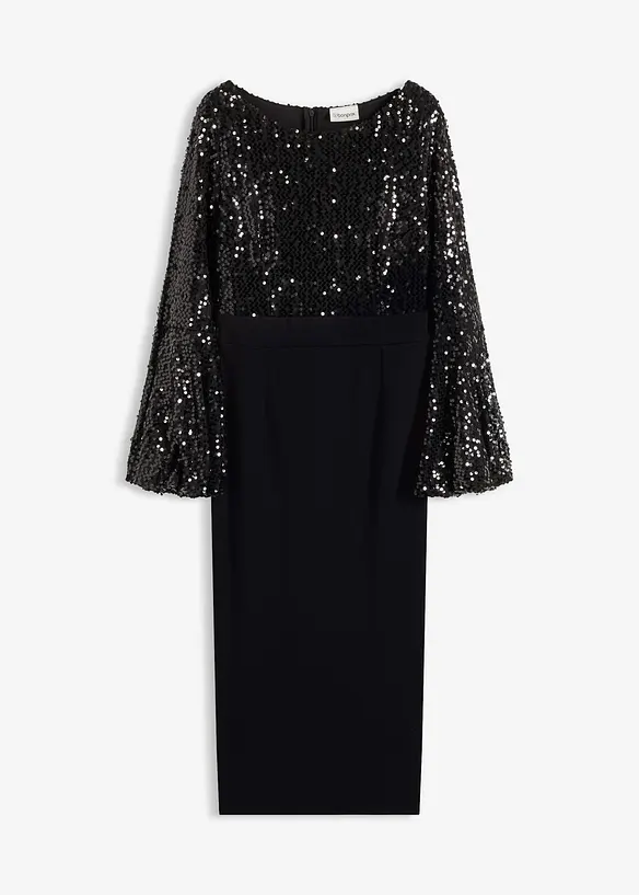 Abito midi con paillettes, bonprix