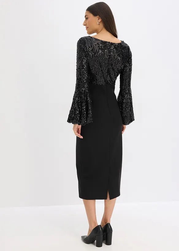 Abito midi con paillettes, bonprix