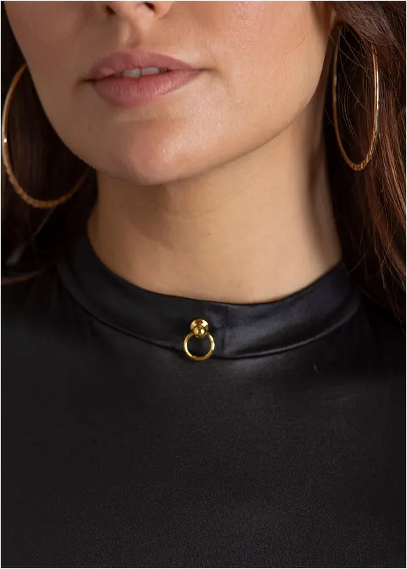 Body con perizoma ouvert in look bagnato, bonprix