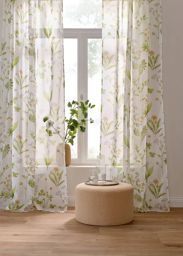 Tenda trasparente in fantasia floreale con poliestere riciclato (pacco da 1), bonprix