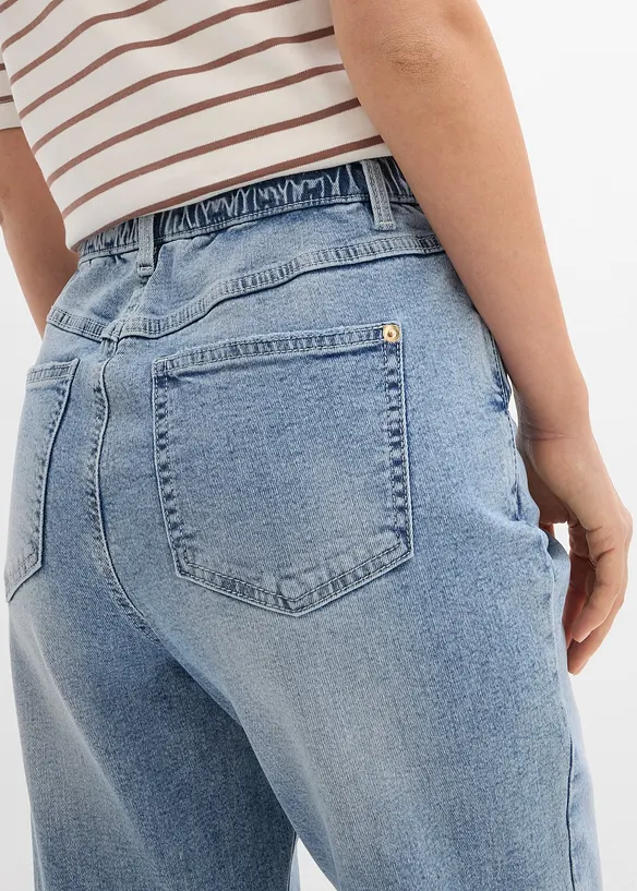 Mom jeans cropped, a vita alta, bonprix