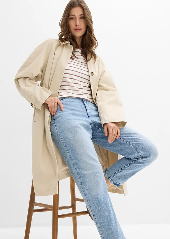 Mom jeans cropped, a vita alta, bonprix