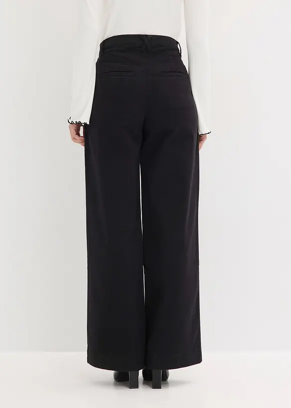 Pantaloni wide leg con pinces e vita comoda, bonprix