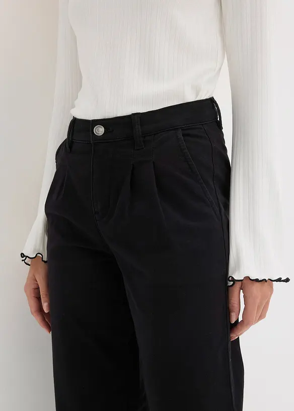 Pantaloni wide leg con pinces e vita comoda, bonprix