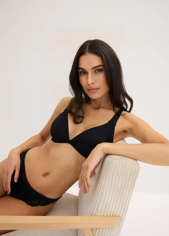 Reggiseno morbido a coste con coppe preformate, senza ferretto, bonprix