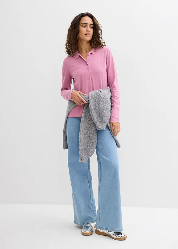 Polo in piquet di puro cotone biologico a maniche lunghe, bonprix