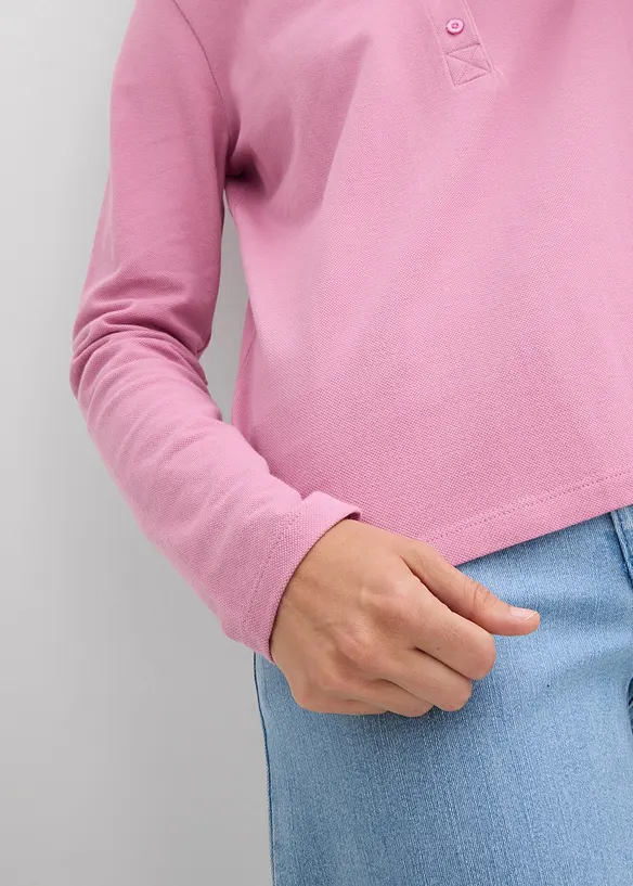 Polo in piquet di puro cotone biologico a maniche lunghe, bonprix