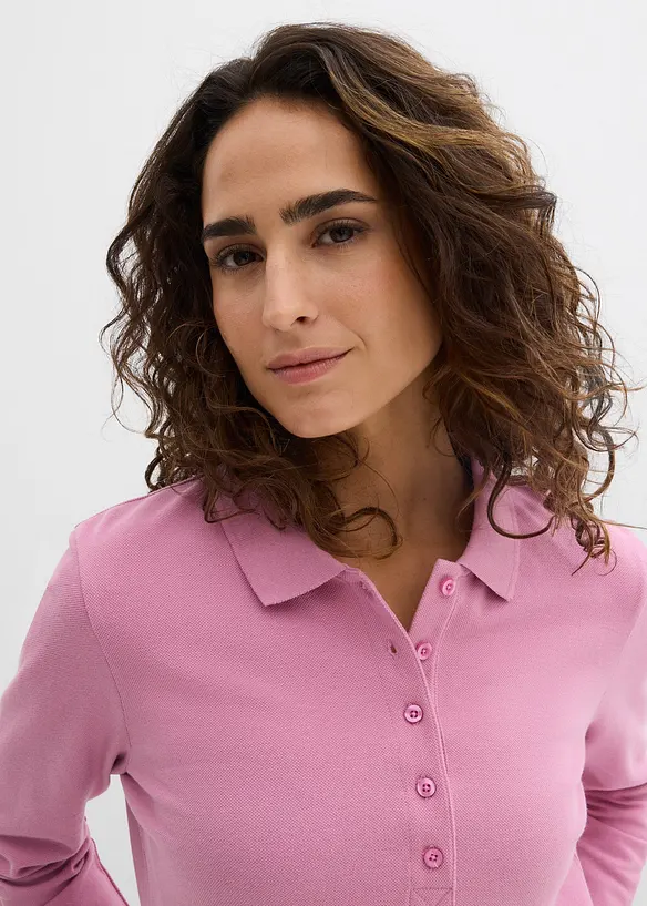 Polo in piquet di puro cotone biologico a maniche lunghe, bonprix