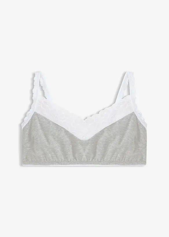 Bralette senza ferretto in cotone e pizzo, bonprix