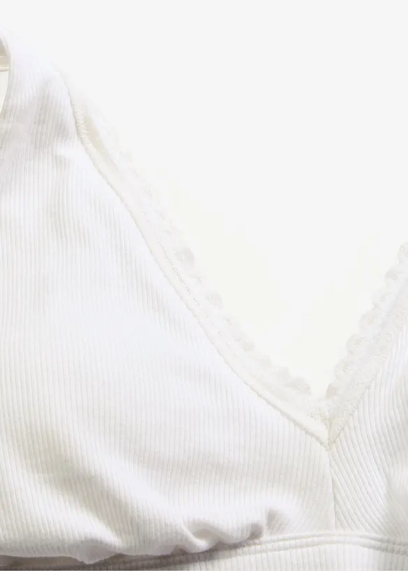 Bralette imbottita senza ferretto in cotone biologico e pizzo, bonprix