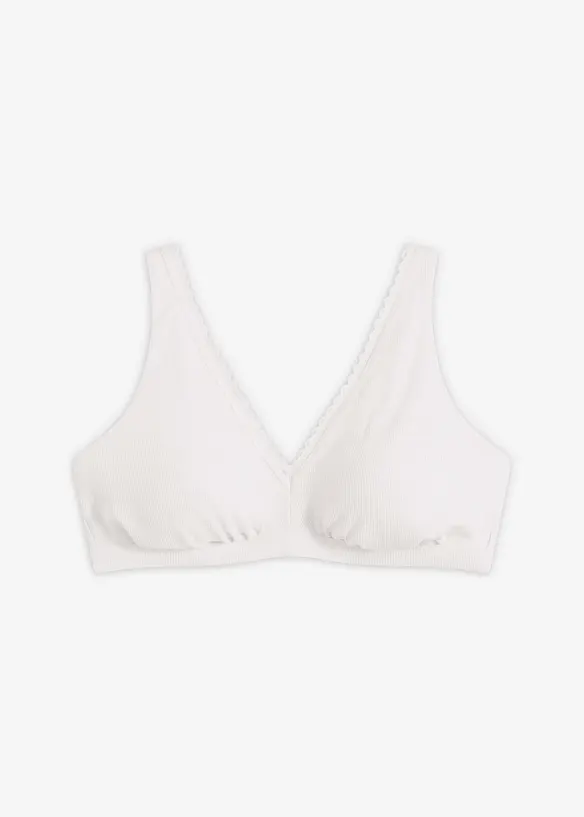 Bralette imbottita senza ferretto in cotone biologico e pizzo, bonprix