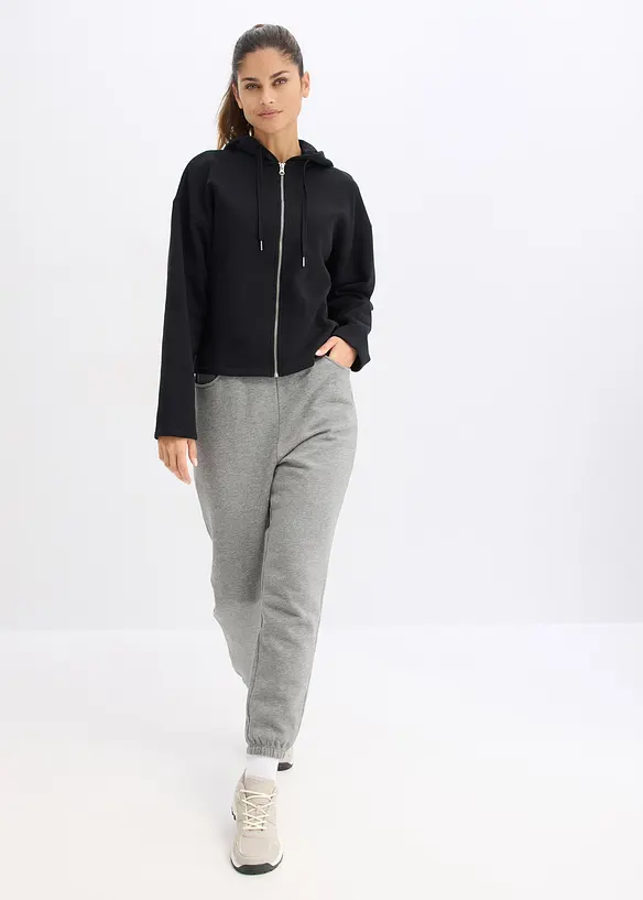 Felpa con zip in puro cotone biologico, bonprix