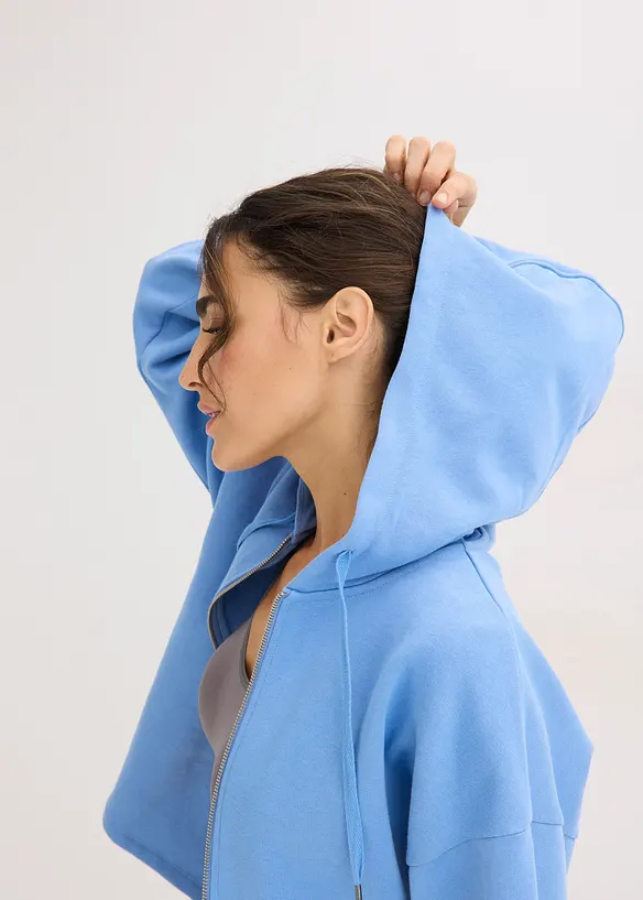 Felpa con zip in puro cotone biologico, bonprix