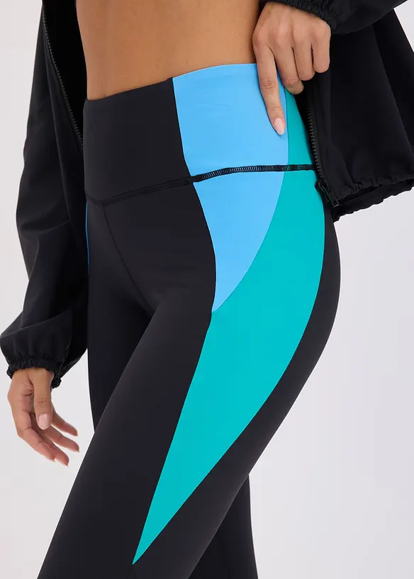 Leggings sportivi comodi in colori a contrasto, ad asciugatura rapida, bonprix