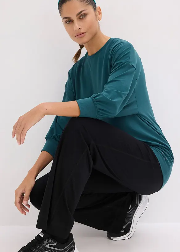 Maglia oversize per sport con maniche a 3/4 ad asciugatura rapida, bonprix