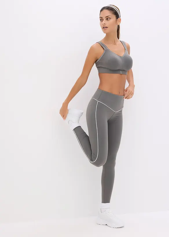 Reggiseno sportivo con sostegno medio in tessuto dalla mano simile al cotone, bonprix