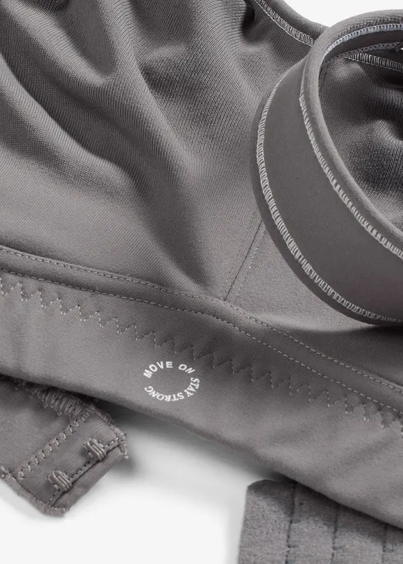 Reggiseno sportivo con sostegno medio in tessuto dalla mano simile al cotone, bonprix