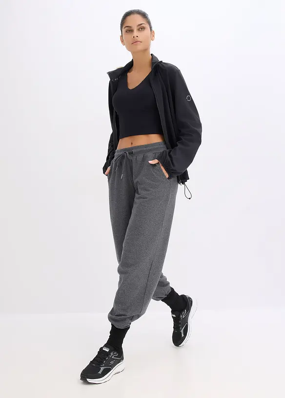 Top sportivo con sostegno medio in tessuto dalla mano simile al cotone, bonprix