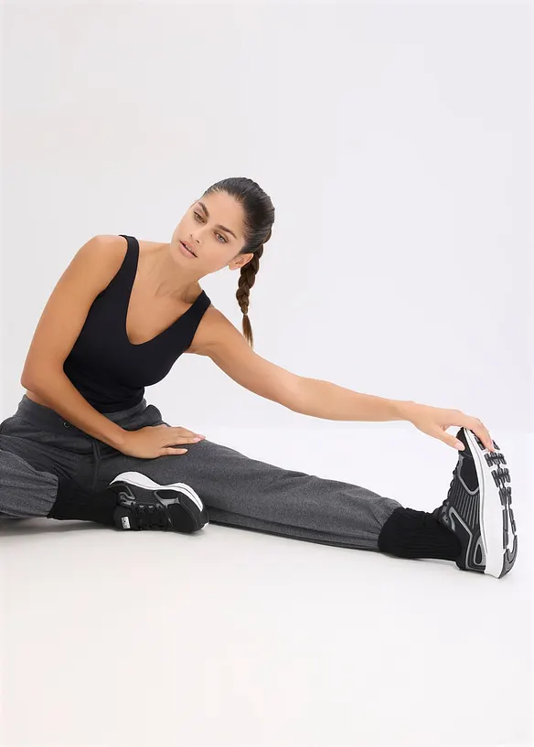 Top sportivo con sostegno medio in tessuto dalla mano simile al cotone, bonprix