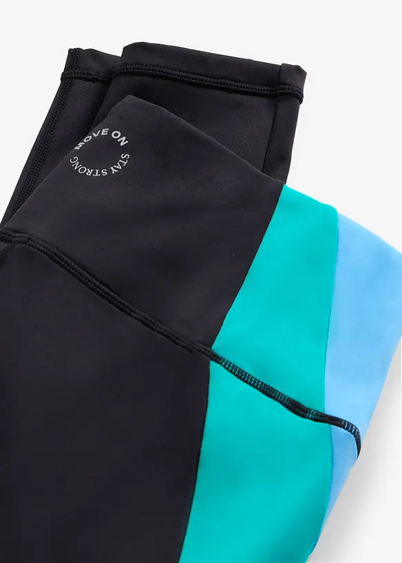 Leggings sportivi comodi in colori a contrasto, ad asciugatura rapida, bonprix