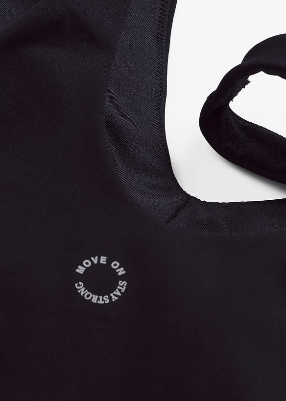 Top sportivo con sostegno medio in tessuto dalla mano simile al cotone, bonprix