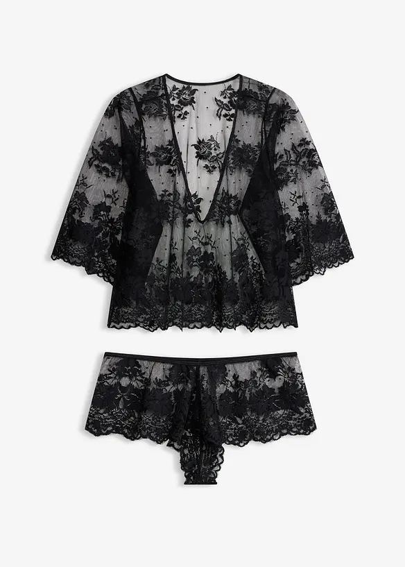 Top a maniche lunghe e panty (set 2 pezzi), bonprix